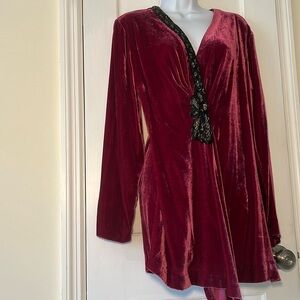Silk Blend Velvety Wrap Jacket Women Medium Beaded Top Vintage Fairy Core Retro